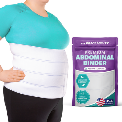 Our plus size belly band abdominal binder is used to compress stomach after surgery