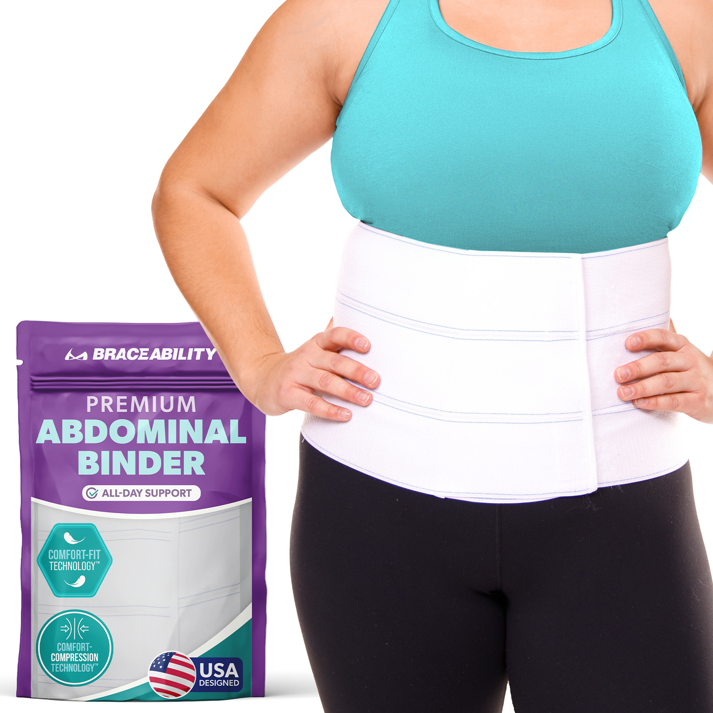 The braceability plus size abdominal binder comes in a 9 inch option for shorter torsos
