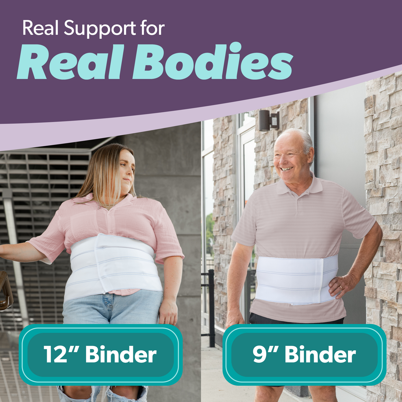 The BraceAbility plus size abdominal support binder comes in a 9 inch and 12 inch tall option