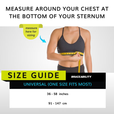 sizing chart for womens bruised rib injury belt up to 58 inch chest
