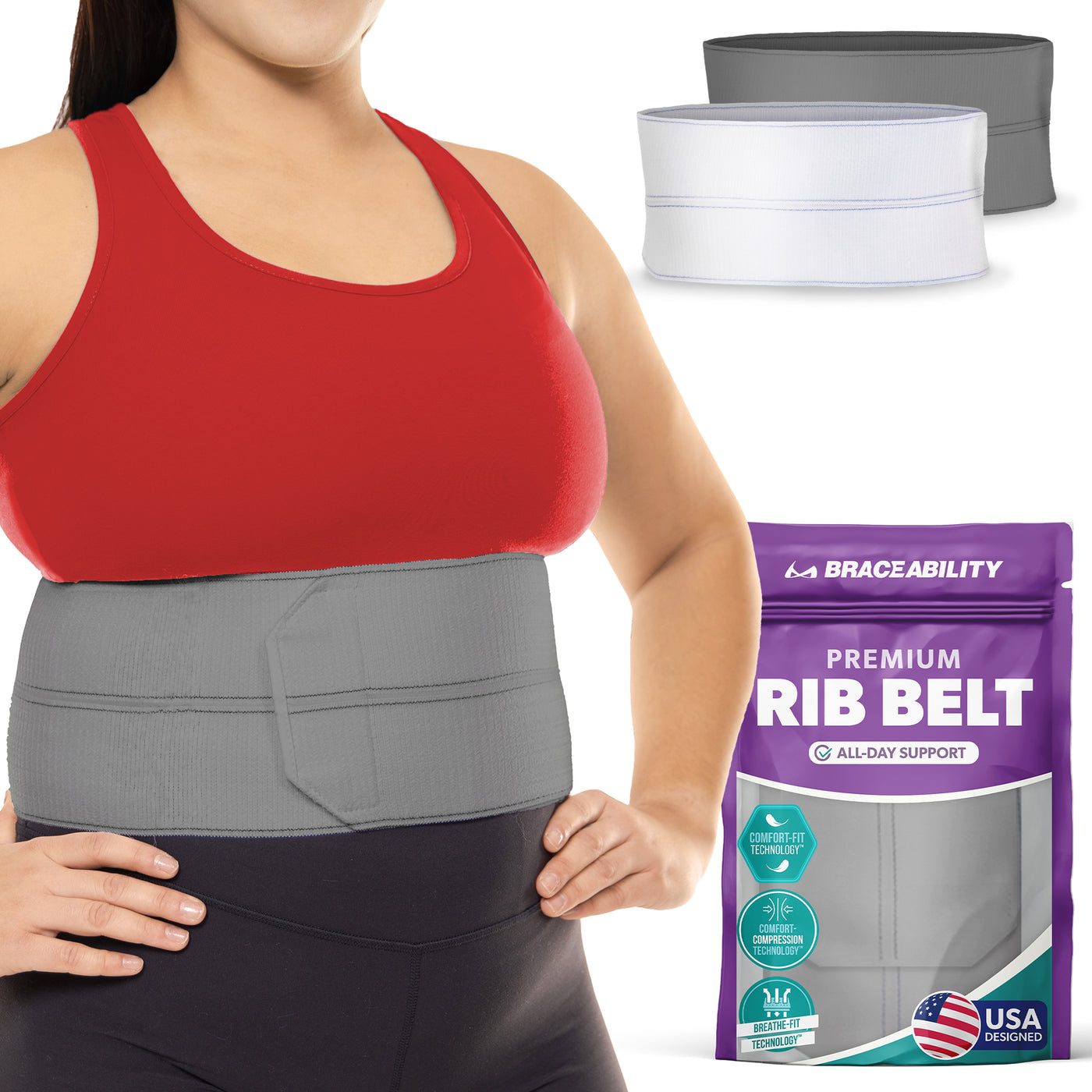 Buy a gray plus size compression wrap that fits both men and women