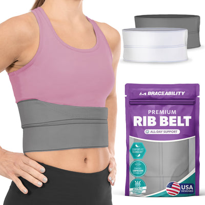 Our womens premium rib belt for broken or cracked ribs comes in both a white and gray option