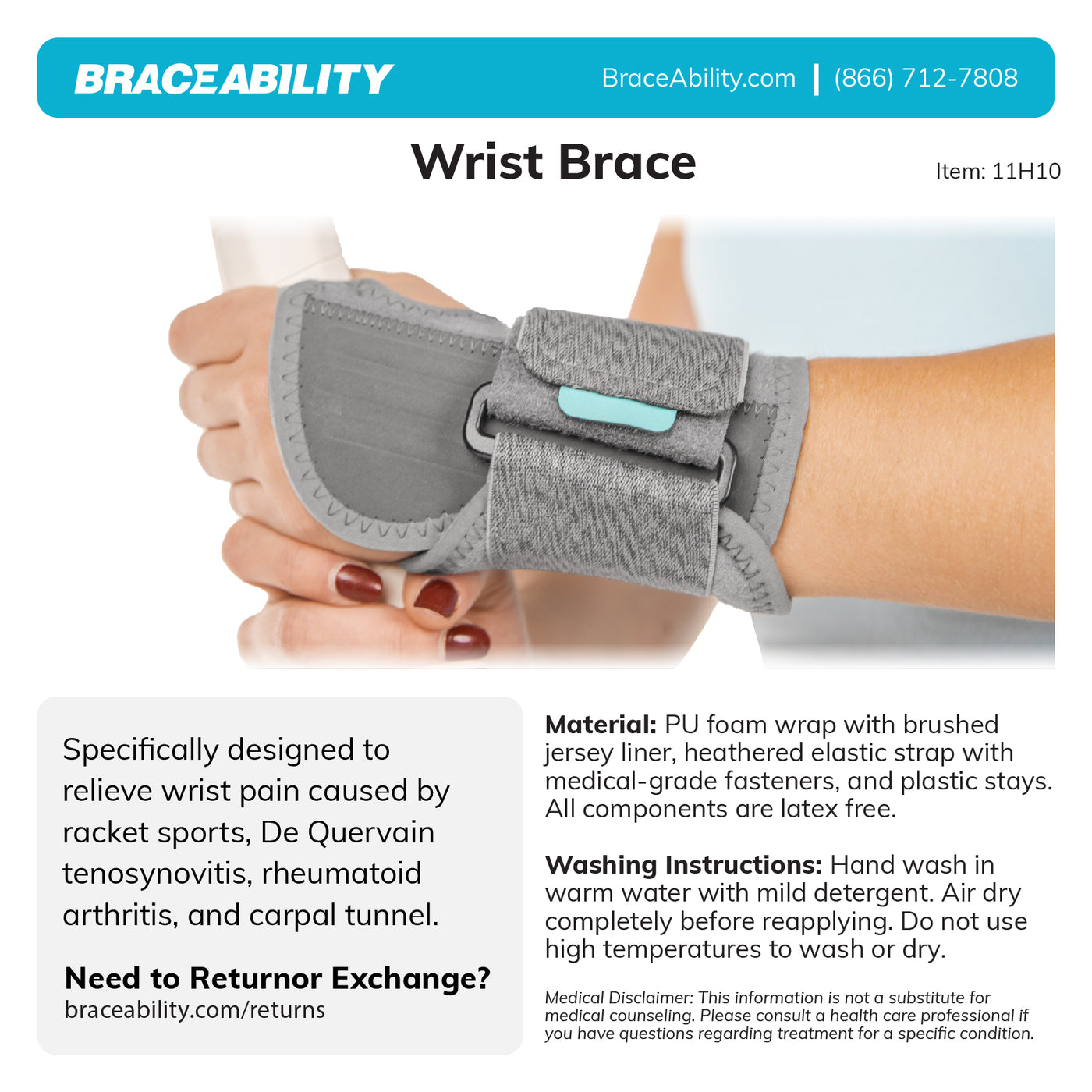 braceability racket wrist brace materials