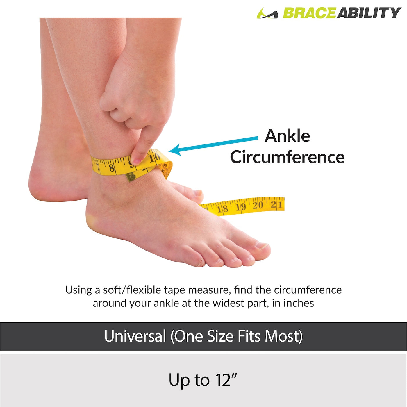 the sizing chart for the plantar fasciitis day ankle brace fits ankles up to 12 inch ankle circumference