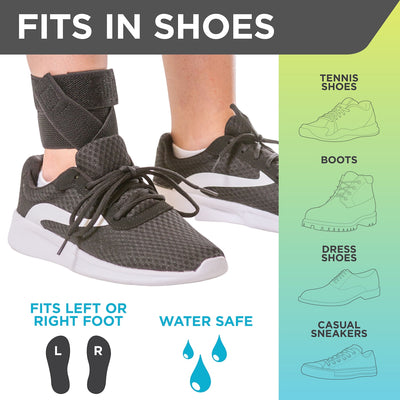 The tendonitis ankle brace fits inside shoes for daytime support for plantar fasciitis