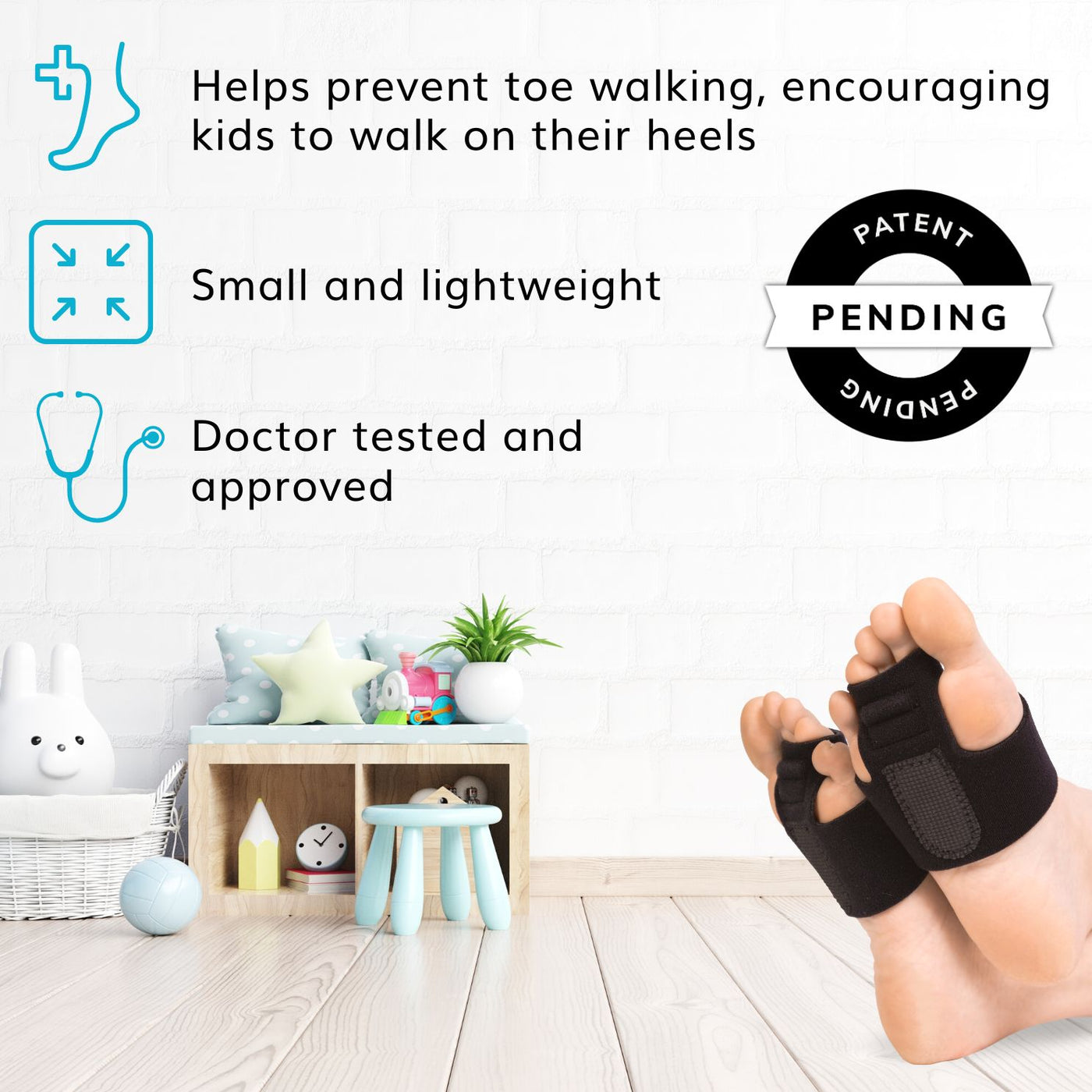 the braceability toe walking brace encourages kids to walk on their heels