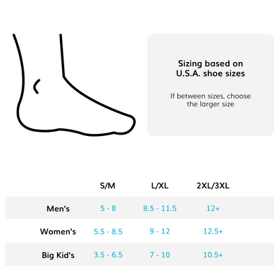 the sizing chart for the copper compression medical stockings come in three sizes