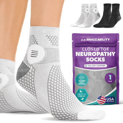 braceability closed toe neuropathy compression socks to promote blood flow