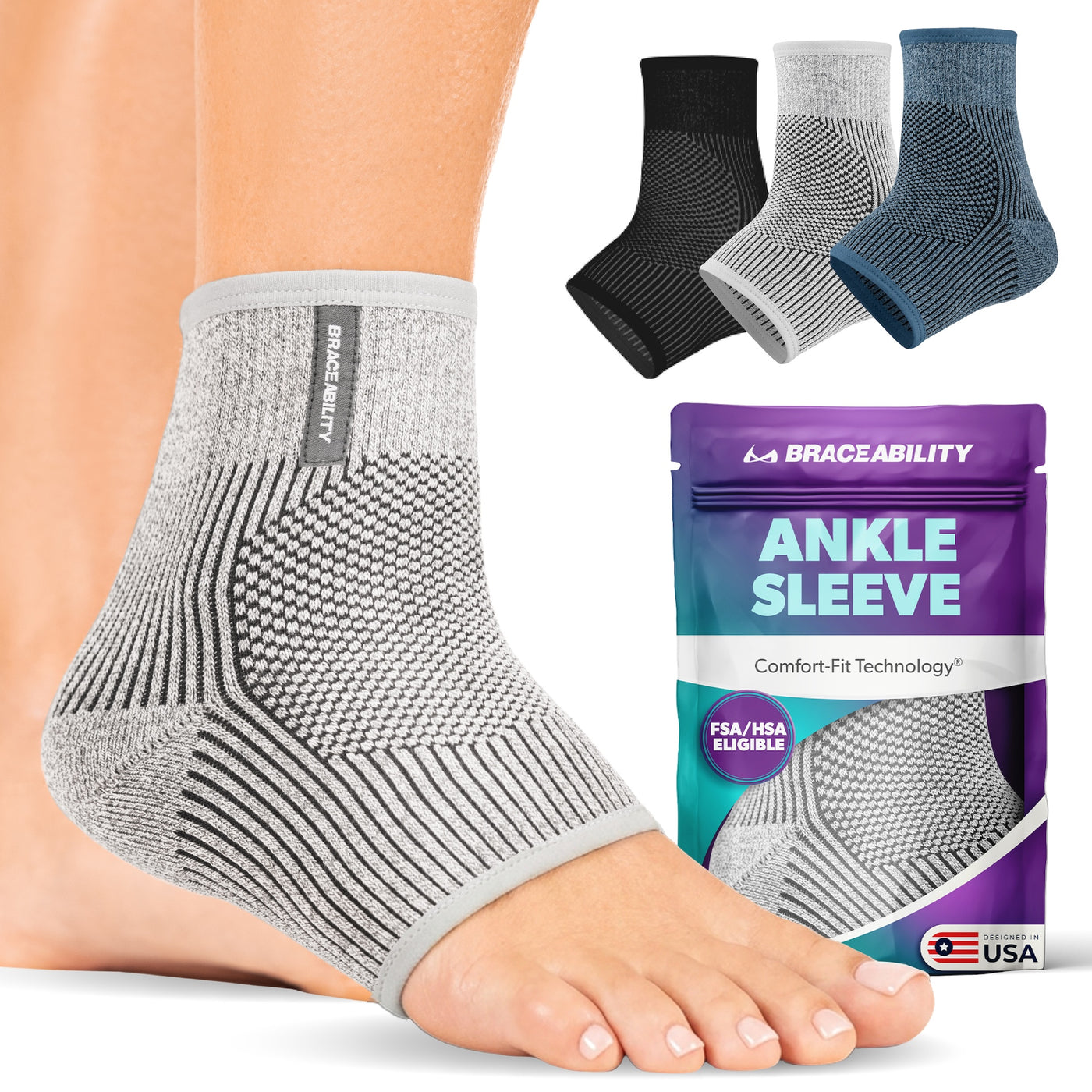 Compression Knit Comfort Knit Ankle Sleeve – Soft, Breathable Support