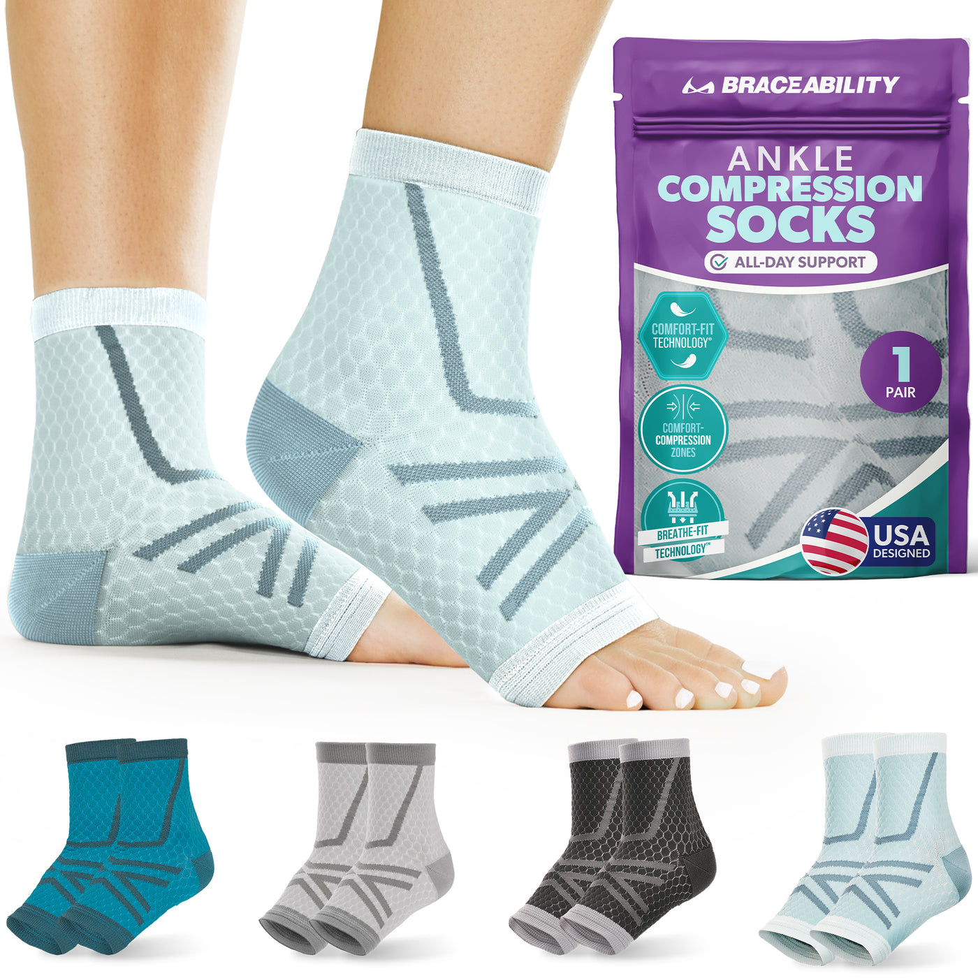 BraceAbility Ankle Sleeve – Swelling Support and Pain Relief