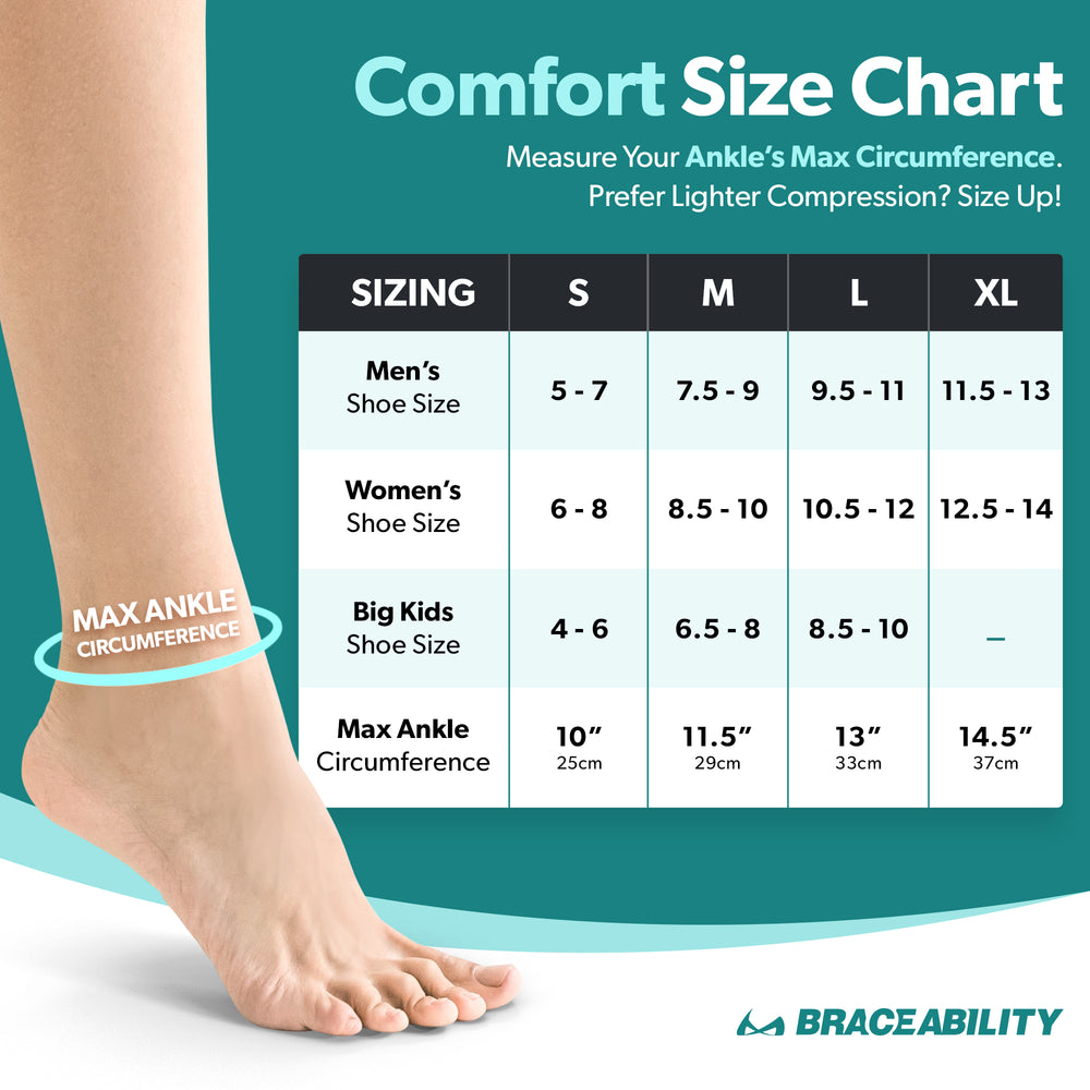 Compression Sizes BraceAbility Ankle Compression Socks – Foot Pain Support Sleeve