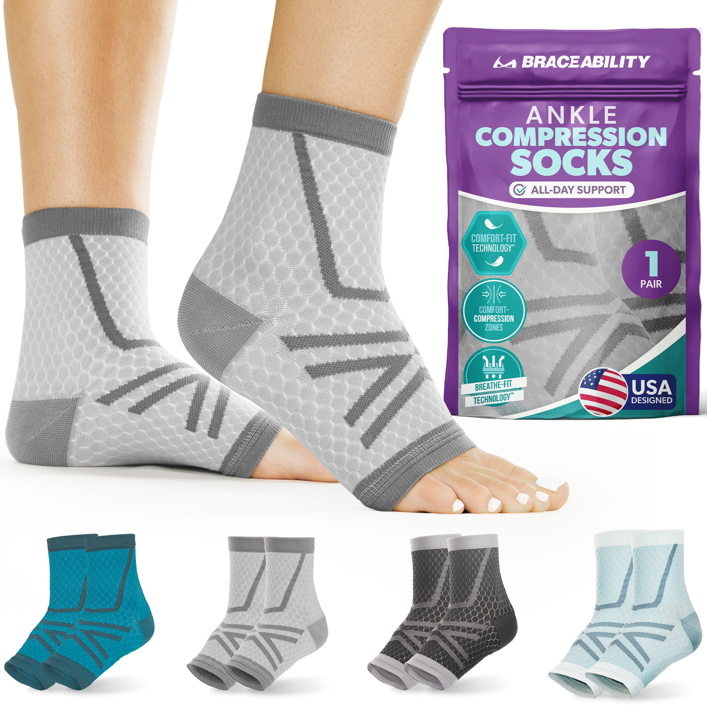 BraceAbility Ankle Sleeve – Swelling Support and Pain Relief