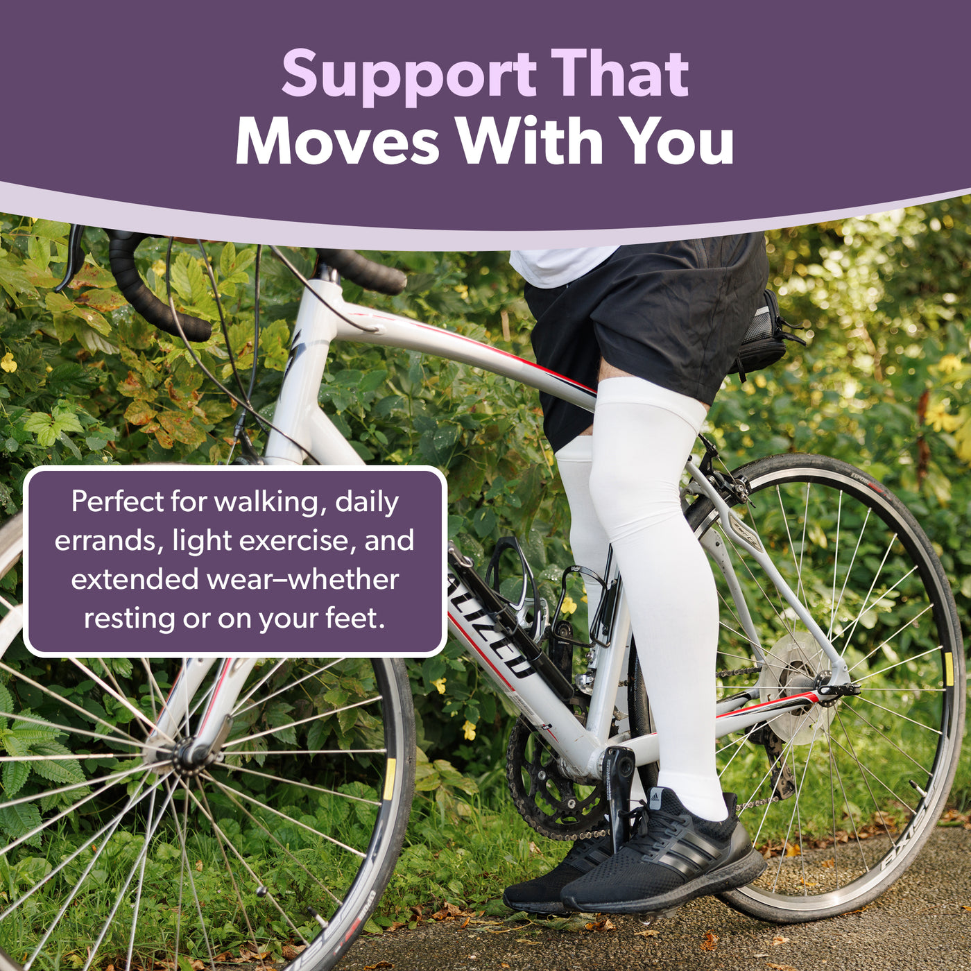 our compression socks are perfect for walking, daily errands, light exercise, and extended wear