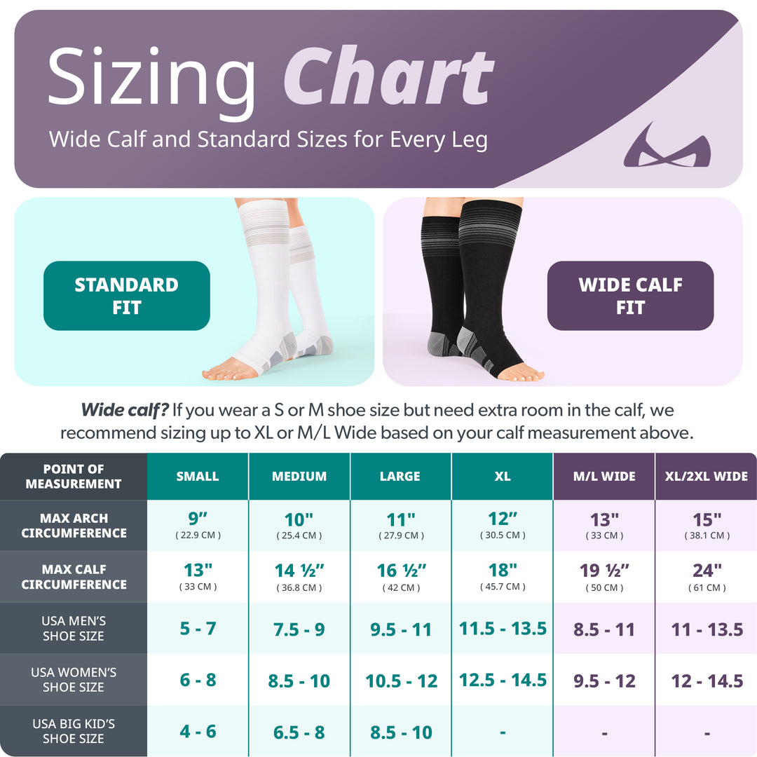 BraceAbility Knee High Diabetic Socks - 20-30 mmHg Relief
