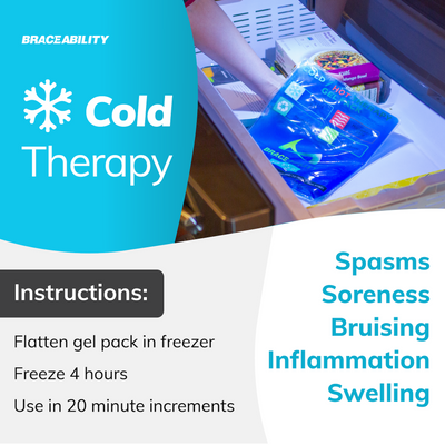 use our reusable ice or heat pack for cold therapy to help prevent spasms, soreness, bruising, and swelling