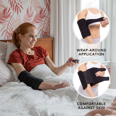 wrap around straps make the cubital tunnel syndrome brace easy to apply and secure so it stays on while sleeping