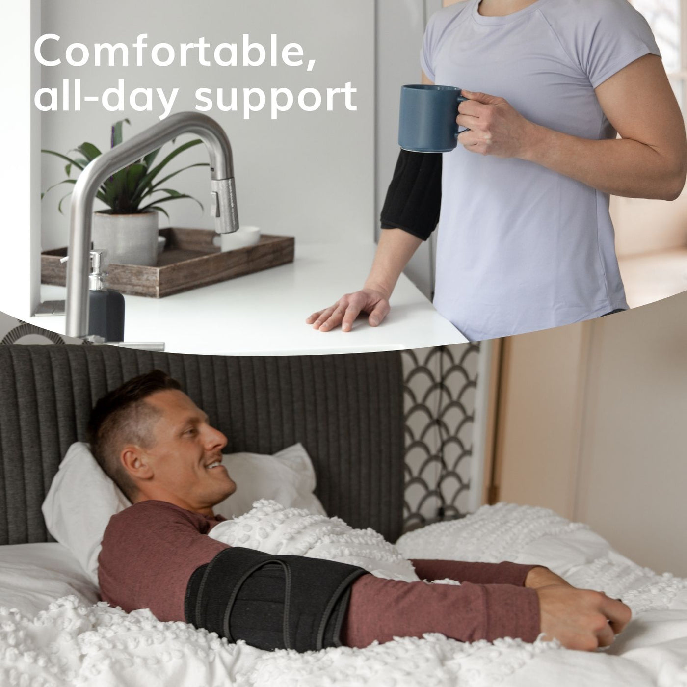 our elbow brace for sleeping is comfortable enough to be worn all day or night