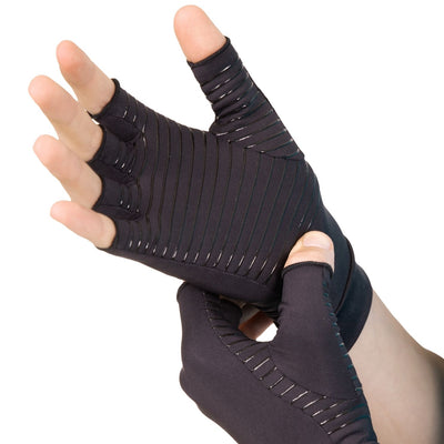 The braceability fingerless carpal tunnel gloves apply compression for increased blood flow