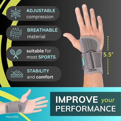 The adjustable athletic wrist support wrap leaves your thumb and fingers free for an uninterrupted grip