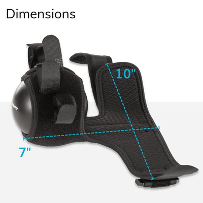 The hand splint to prevent muscle spasms is seven inches tall, tall enough to go from wrist to tips of fingers