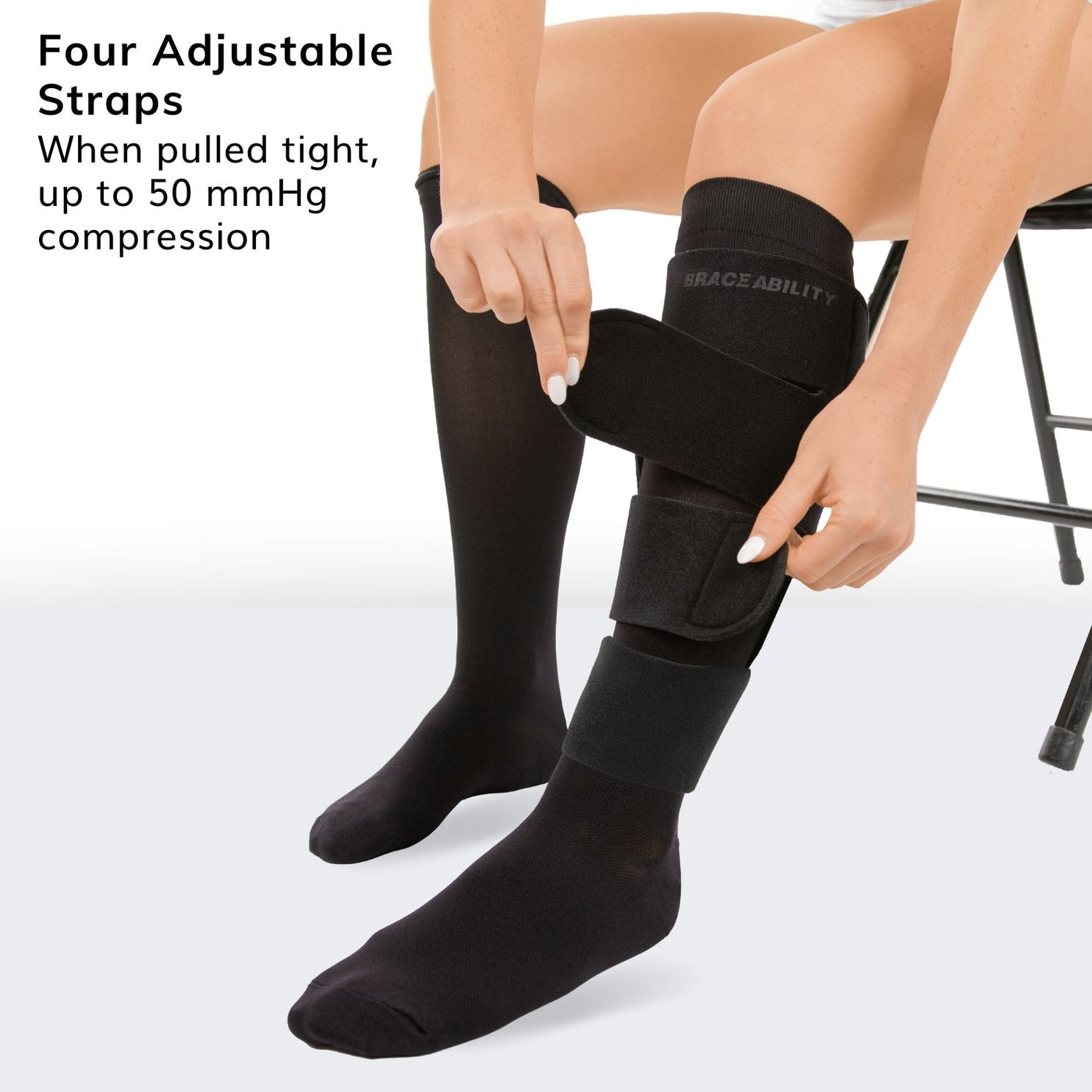 when pulled tight, the leg compression wrap can be as tight as 50 mmHg