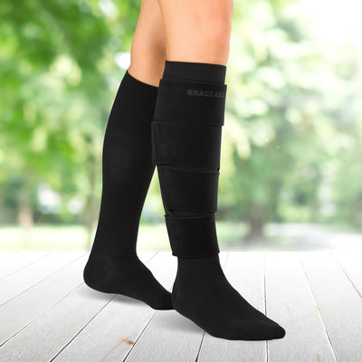 The compression leg wrap for lymphedema has four adjustable straps to keep the sleeve in place