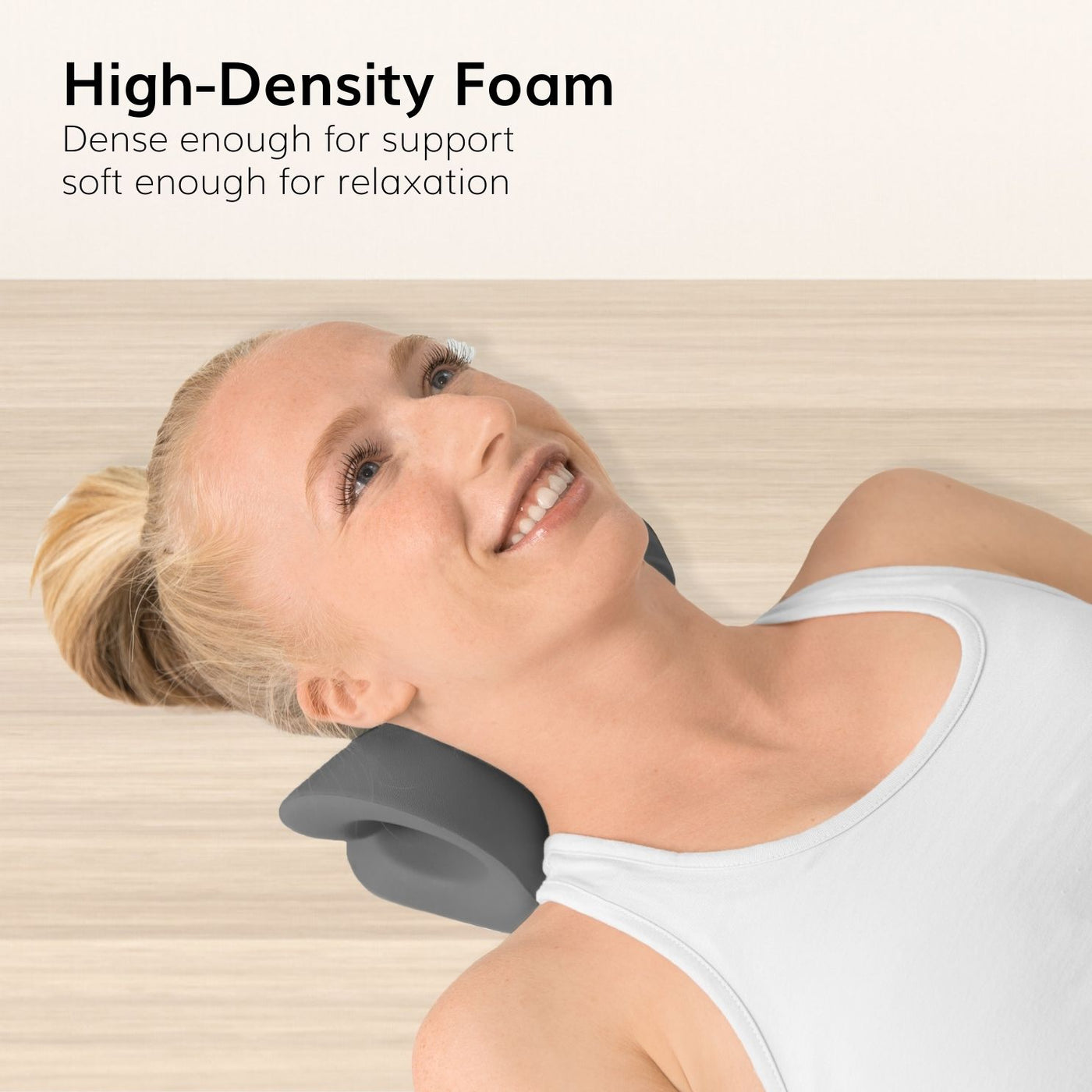 The high density foam neck stretcher is strong enough for support but soft enough for relaxation