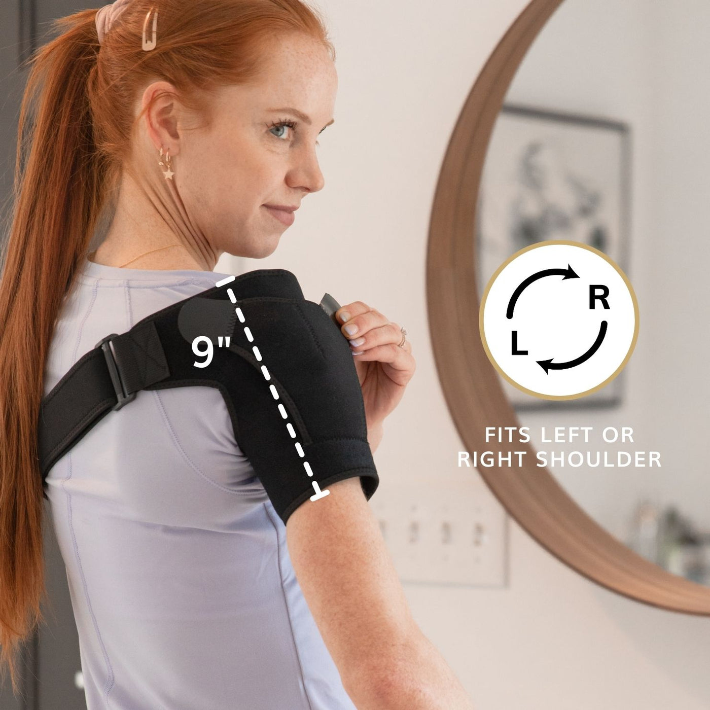 our shoulder brace support for a torn rotator cuff can be worn on right or left shoulder