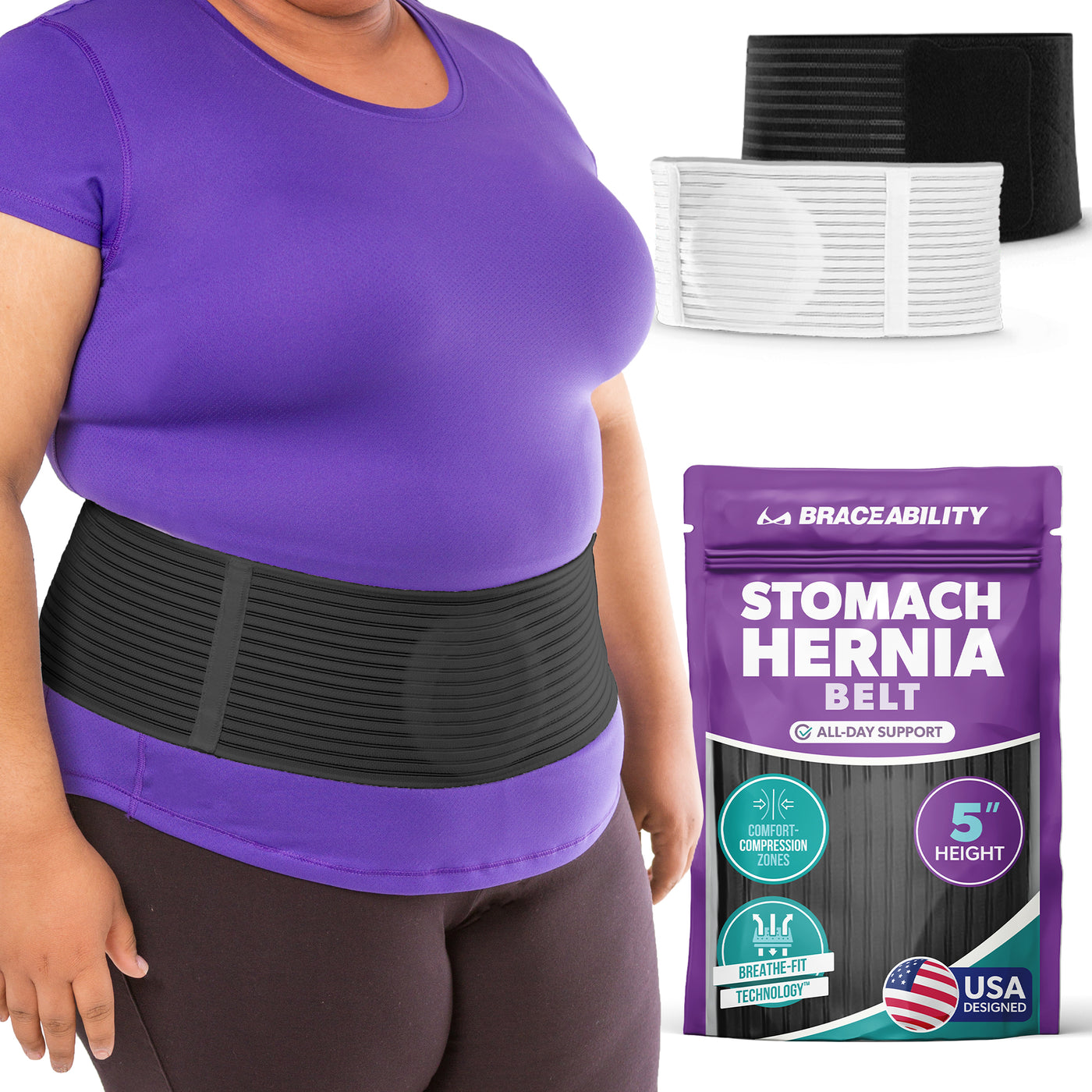 black five inch tall plus size hernia treatment splint