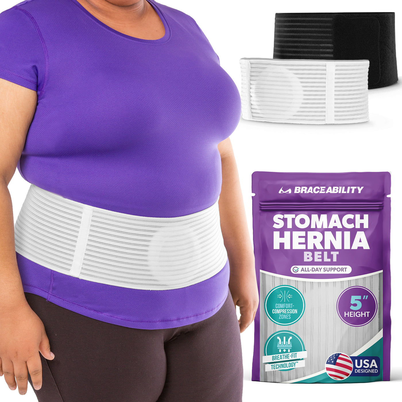 Stomach Hernia Brace | Navel, Belly Button, Hiatal, Epigastric, Ventral, Incisional & Spigelian Truss for Men or Women
