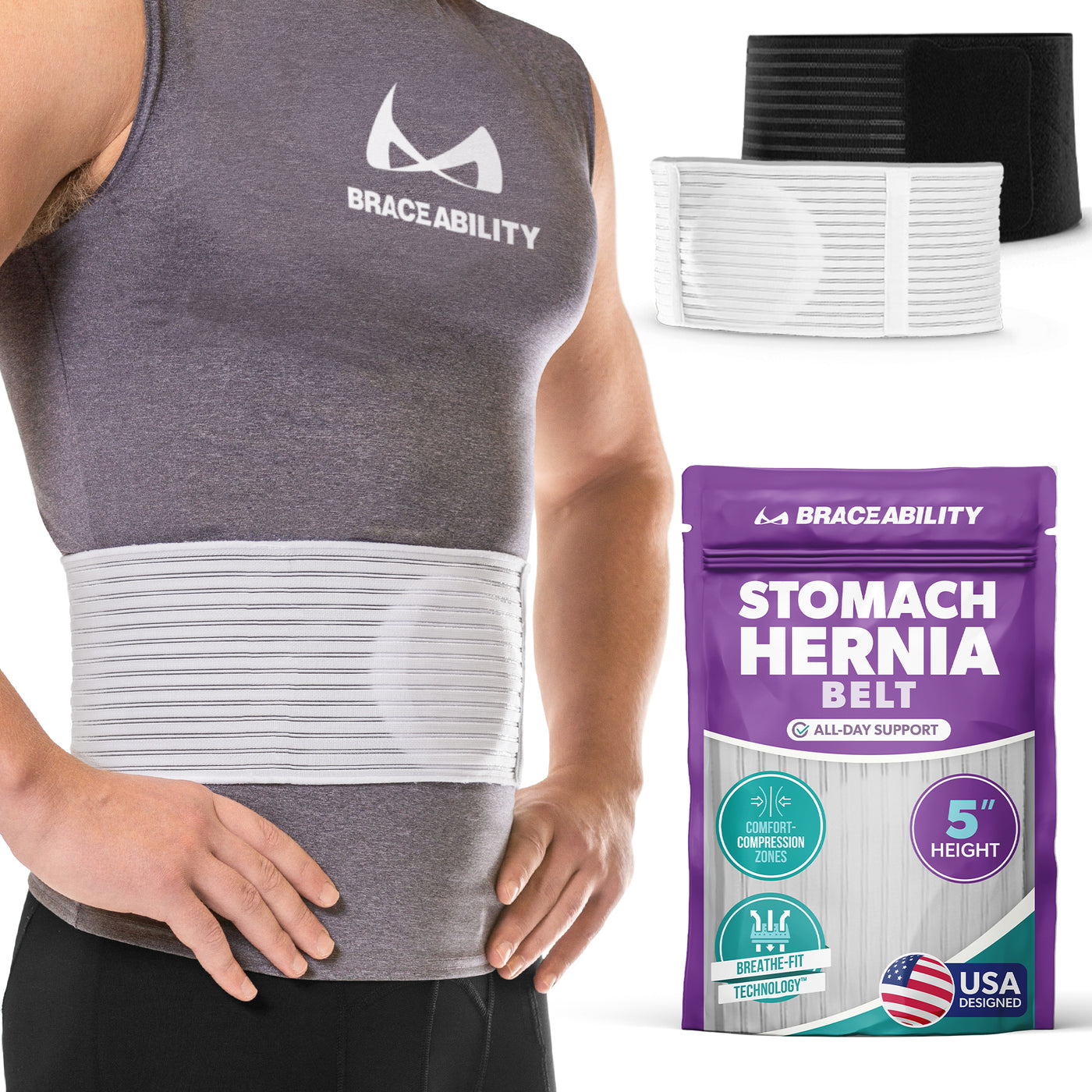 Stomach Hernia Brace | Navel, Belly Button, Hiatal, Epigastric, Ventral, Incisional & Spigelian Truss for Men or Women