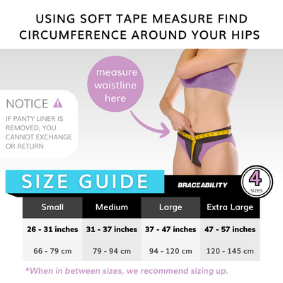 Our prolapsed uterus support belt comes in four sizes S-XL based on hip circumference. Determine your size on the sizing chart