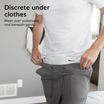 The BraceAbility groin hernia support belt is discrete under clothes to hold compress your hernia