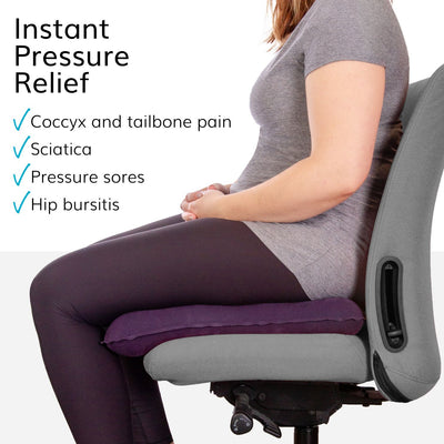 our waffle butt cushion provides instant pressure relief for hip bursitis, sciatica, and coccyx pain