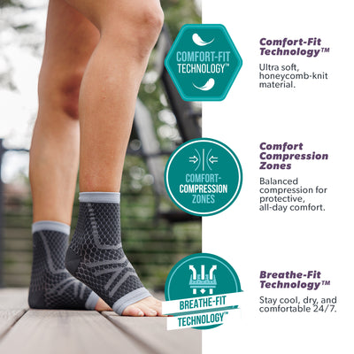 Compression ankle socks for women swelling with Comfort-Fit technologies, breathable knit fabric, and gentle structural support for swelling relief