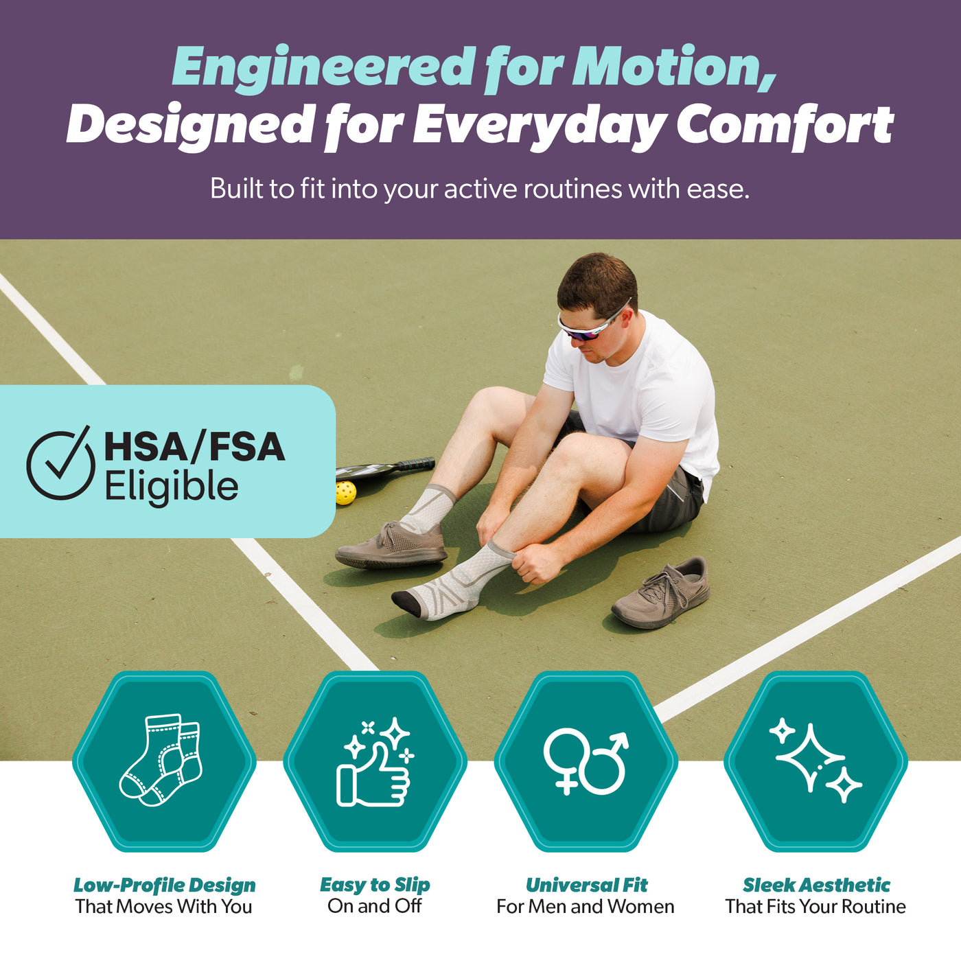Compression socks plantar fasciitis shown supporting recovery, everyday use, athletic activity, and relief from circulation issues and swelling