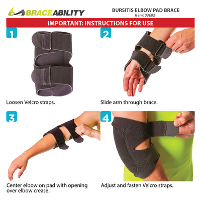 How to put on the bursitis elbow pad brace instruction sheet