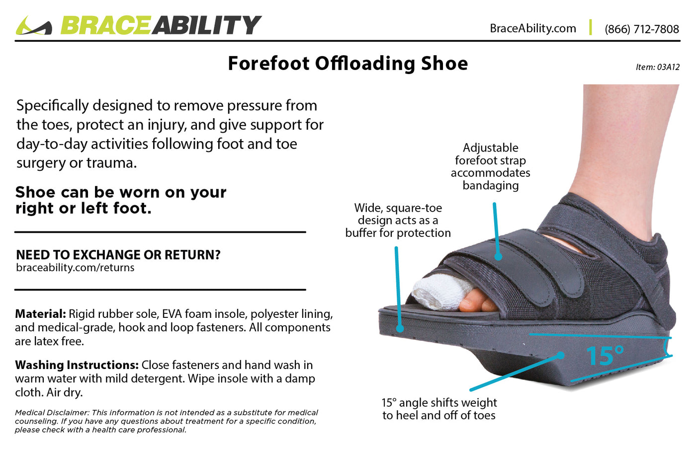 Offloading Boot Instructions Enhance Healing with Forefoot Off-Loading Broken Toe Shoe