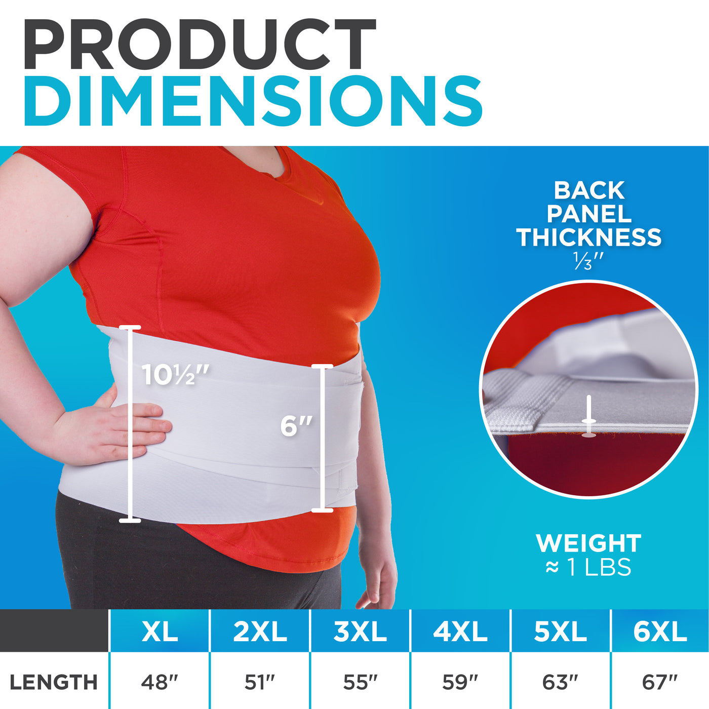 Plus Size Bariatric Back Brace with Discoloration from Sun Exposure (FINAL SALE)