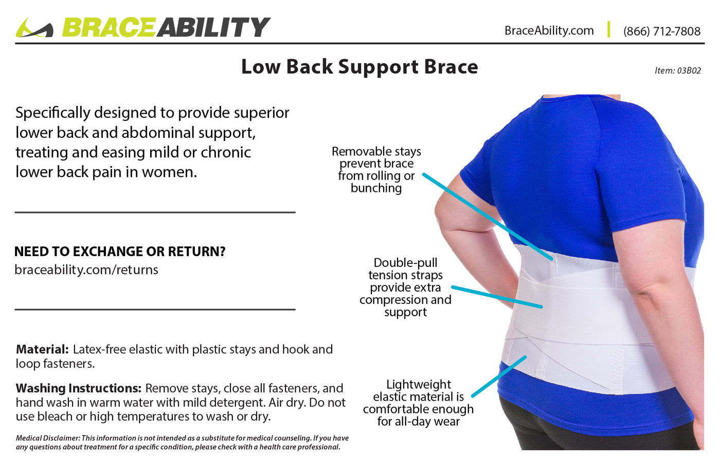 Medical elastic back brace for upper and lower spine, with metal