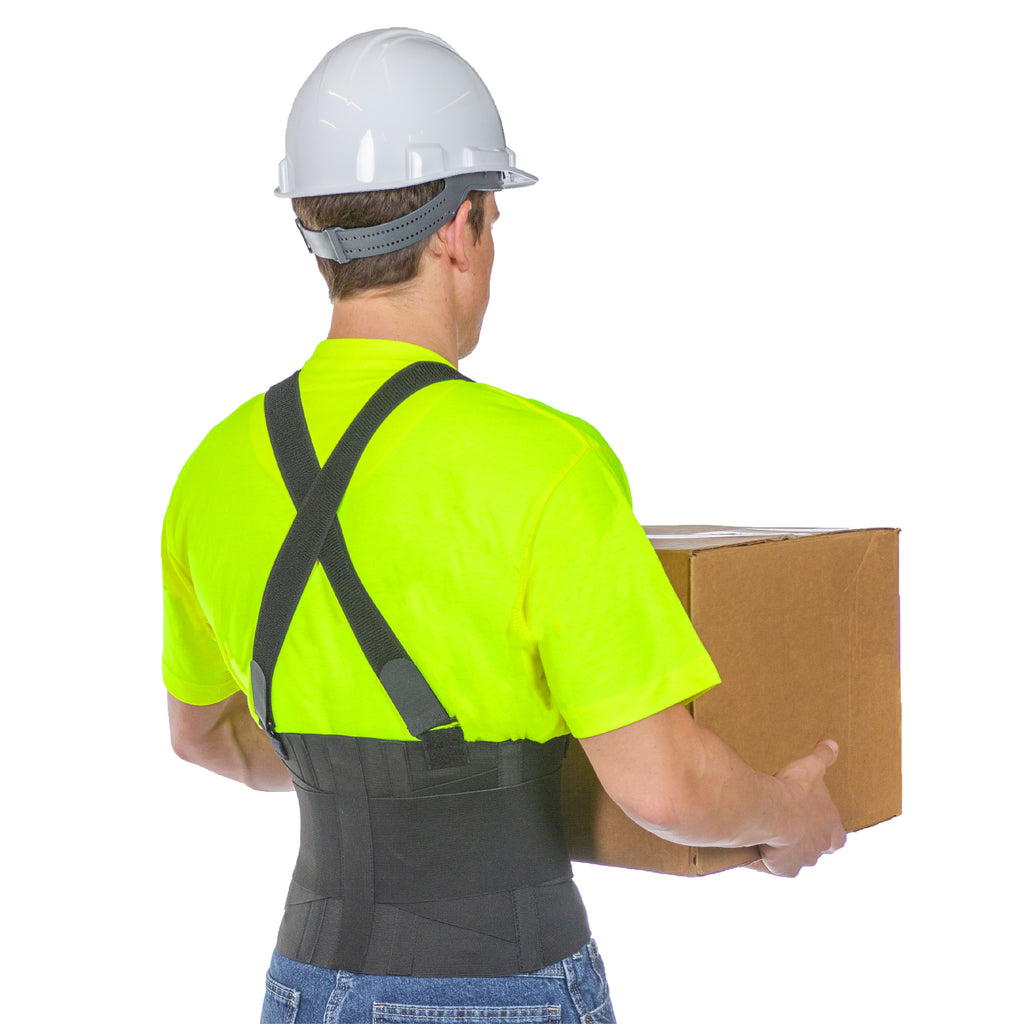 Back Brace for Work | Heavy Lifting Support Belt with Shoulder Straps for  Industrial Construction and Warehouse Workers