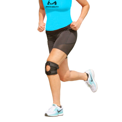 Short and lightweight patella tracking brace for runner's kneecap pain, dislocation, and subluxation
