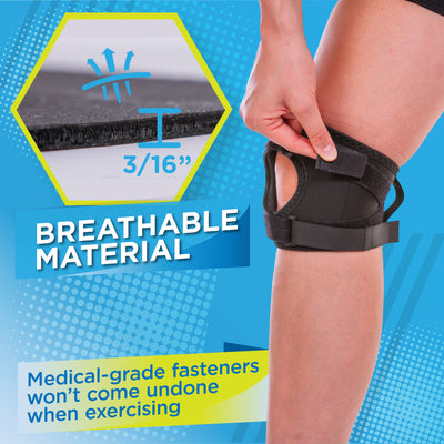 The thin, lightweight knee brace is made with breathable materials so you stay cool while exercising