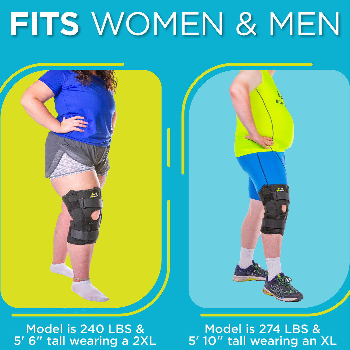 Our obesity knee brace for osteoarthritis fits women and men