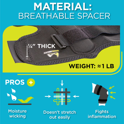 Breathable fabric on the plus size knee brace with Velcro closures located above and below your kneecap to prevent slipping and bunching