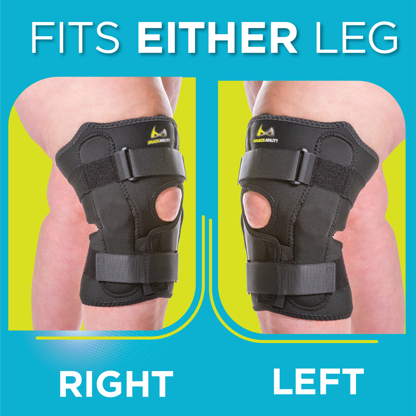 The wrap around straps for the obesity plus size knee brace make the brace fit either right or left leg