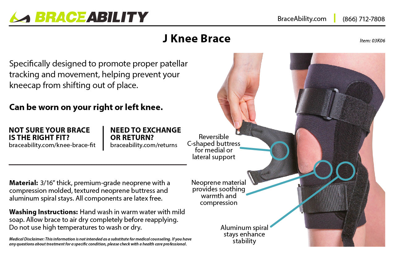 J Patella Stabilizing Knee Brace  Medial or Lateral Support for