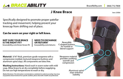 The j knee brace should be hand washed in warm water with mild detergent 