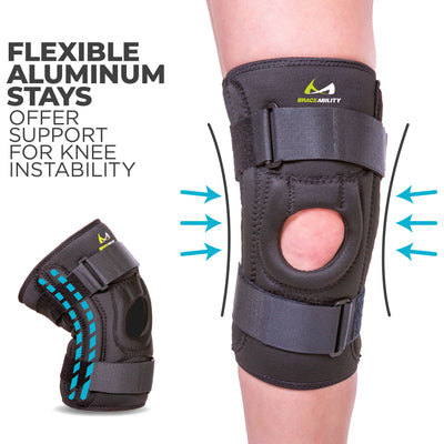 The patellofemoral knee brace with side stabilizers offers support for knee instability