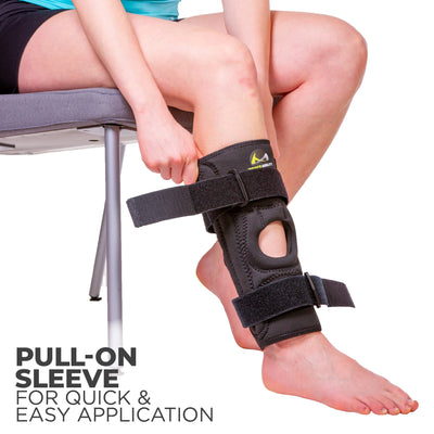 Our patella chondromalacia brace is designed as a pull-on sleeve for quick and easy application